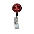 Carolines Treasures Letter L Chevron Black and Red Retractable Badge Reel CJ1047-LBR